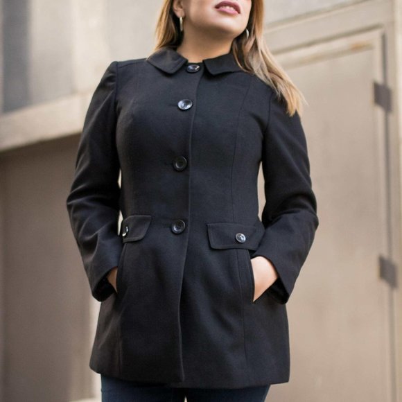 OLGYN Jackets & Blazers - OLGYN Women’s Single Breasted Black Peacoat